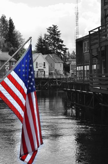 Travel photography example: One flash of color in a town that's mostly memory.