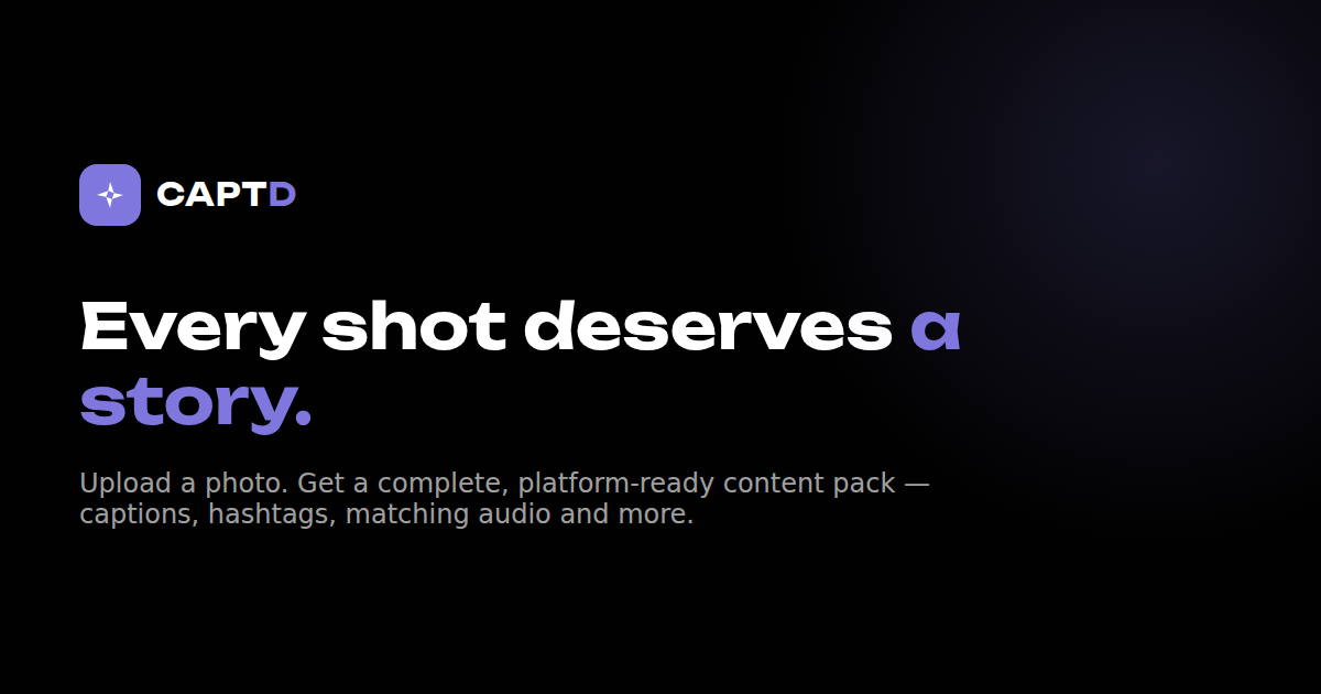 CAPTD - AI-powered captions, hashtags, and audio matching for photographers